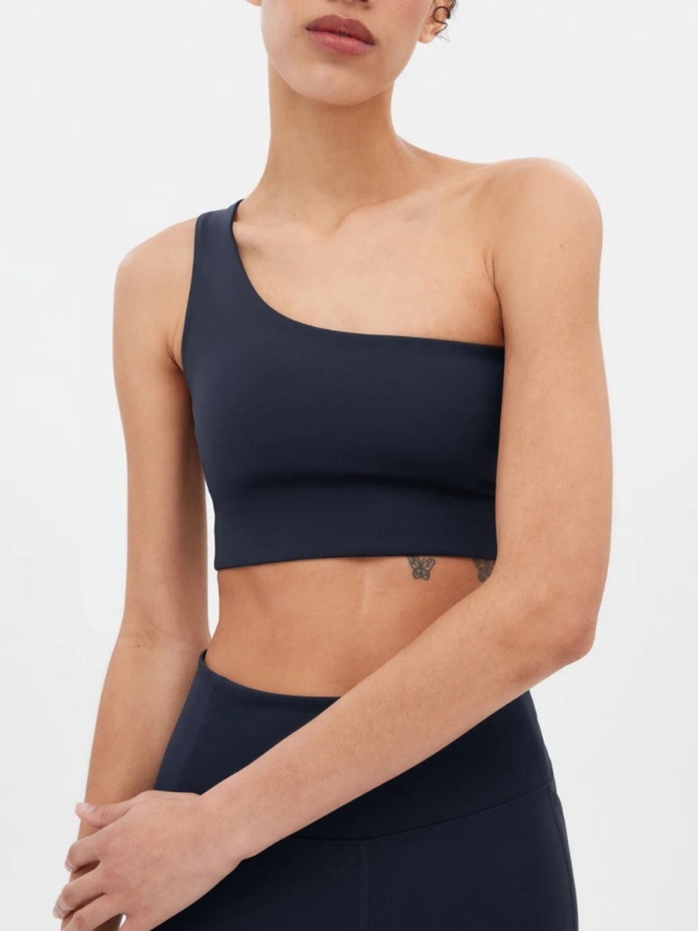 GIRLFRIEND COLLECTIVE Skyline Bianca One Shoulder Bra Black Medium